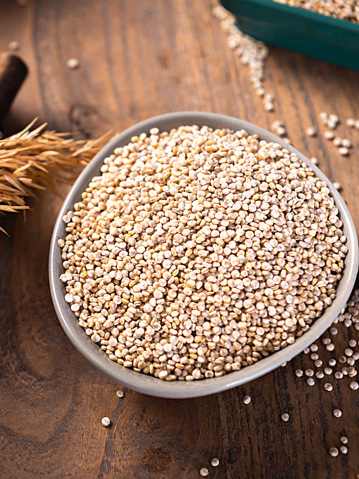 A bowl of raw Quinoa.