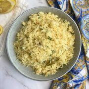 Bowl of lemon rice pilaf.